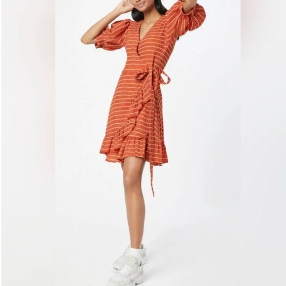 Scotch & Soda Striped Ruffle Wrap Dress . Size M - Picture 3 of 14